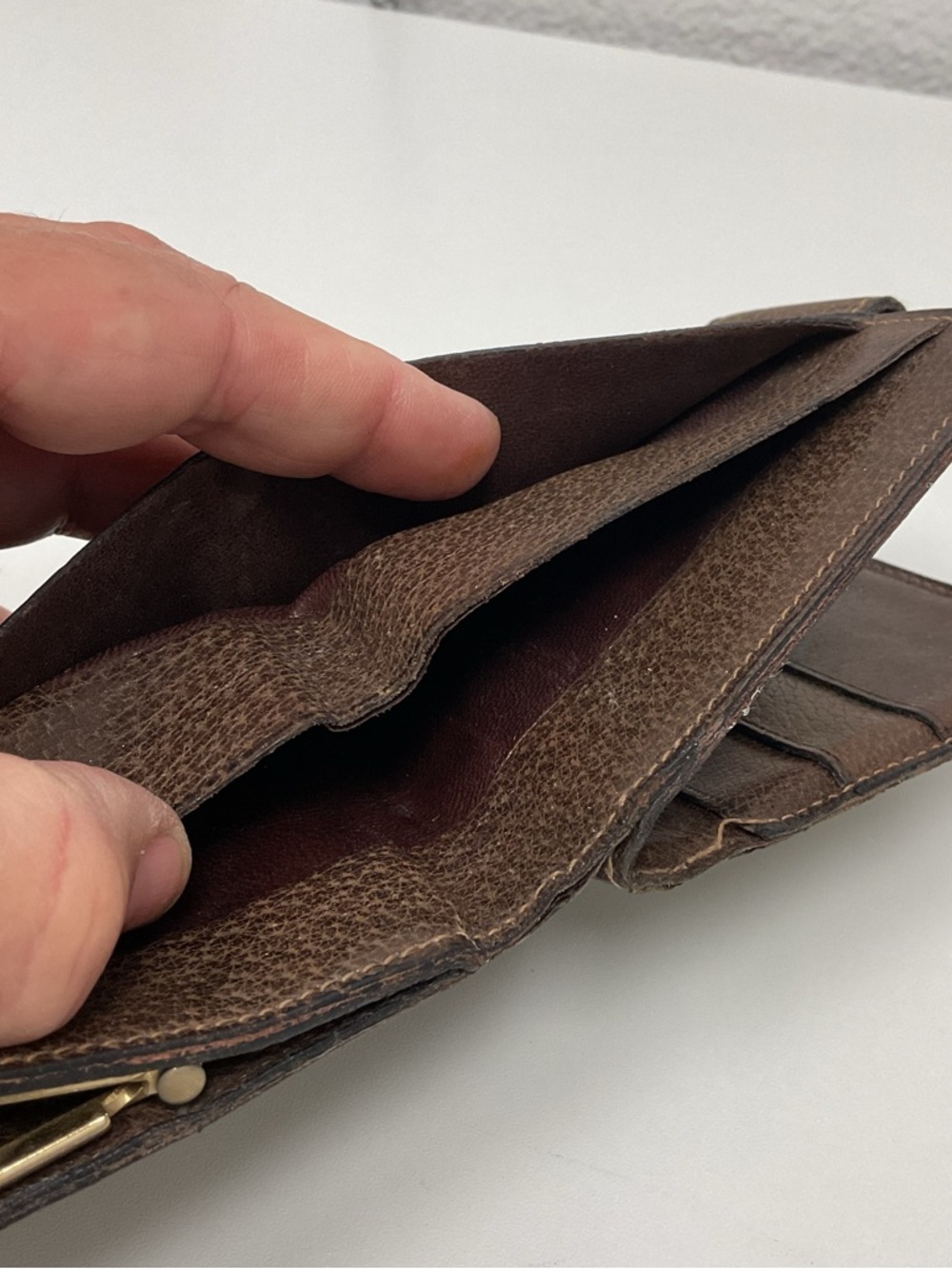 Gucci Vintage GG Supreme Wallet Brown Leather Trim Bifold Snap Coin Purse Italy - Picture 5 of 16